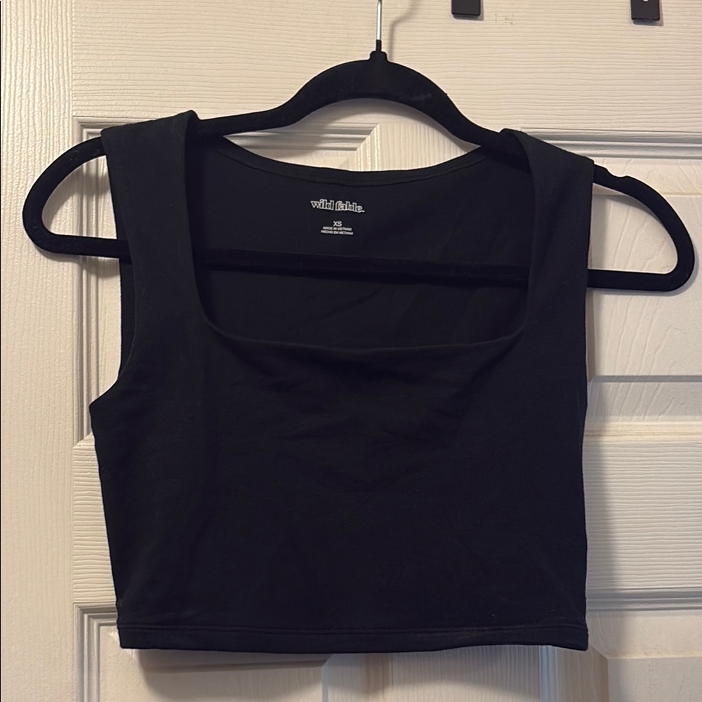 Wild Fable Black Fitted Sleeveless Crop Tank